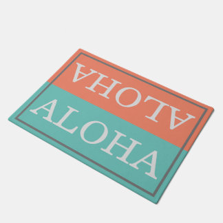 Tapete Bem-vindo personalizado havaiano coral e aloha azu