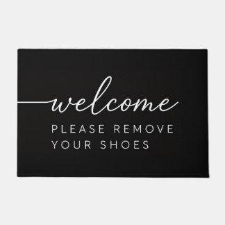Tapete Bem-vindo Por Favor Remova Seus Sapatos Preto