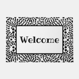 Tapete Bem-vindo, preto e branco personalizado