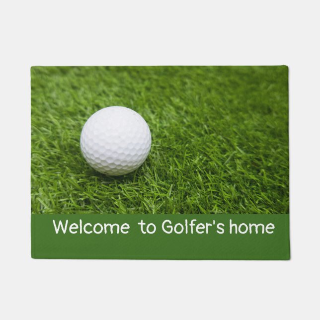 Tapete Bem-vindos à casa de golfe com bola de golfe em ve (Frente)