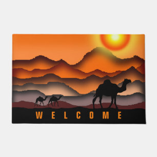 Tapete Bem-vindos à porta com os Camelos do Deserto Sunse