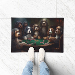 Tapete Bernedoodle Dogs Jogando Poker Art