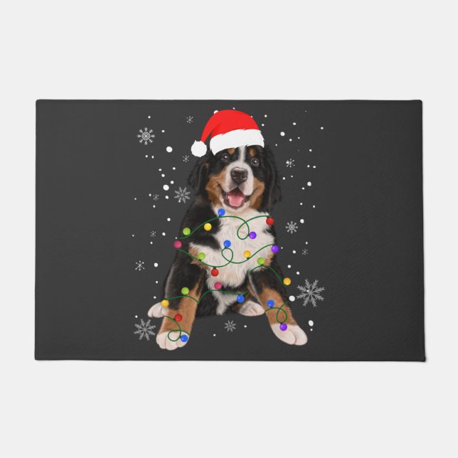 Tapete Bernese Mountain Dog Ilumina Fama de Natal (Frente)