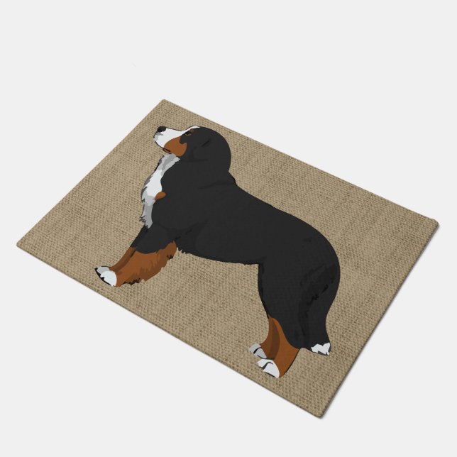 Tapete Bernese Mountain Dog Tan Burlap (Inclinado)