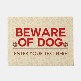 Tapete Beware do texto do costume do cão