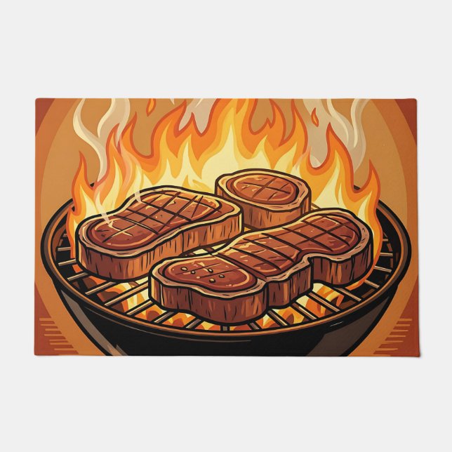 Tapete Bifes Grelhados Churrasco Chamas (Frente)