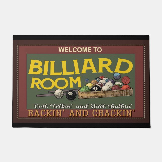 Tapete Billiard Lover Mat, Billiard Doormat, Jogador de P (Frente)