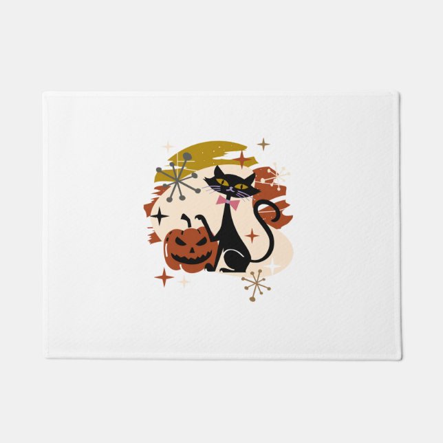 Tapete Black Cat and Pumpkin Atomic Retro Halloween (Frente)