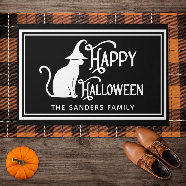 Tapete Black Cat with Witch Hat & "Happy Halloween" (Criador carregado)