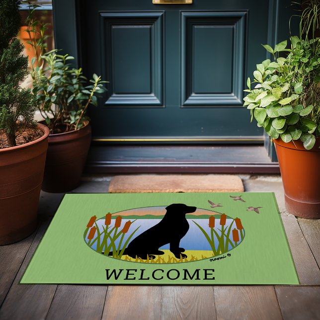 Tapete Black Labrador Bird Dog Sunset Oval (Black Labrador Bird Dog Sunset Oval Doormat for Labrador Owners.  Personalized Gift Idea.)