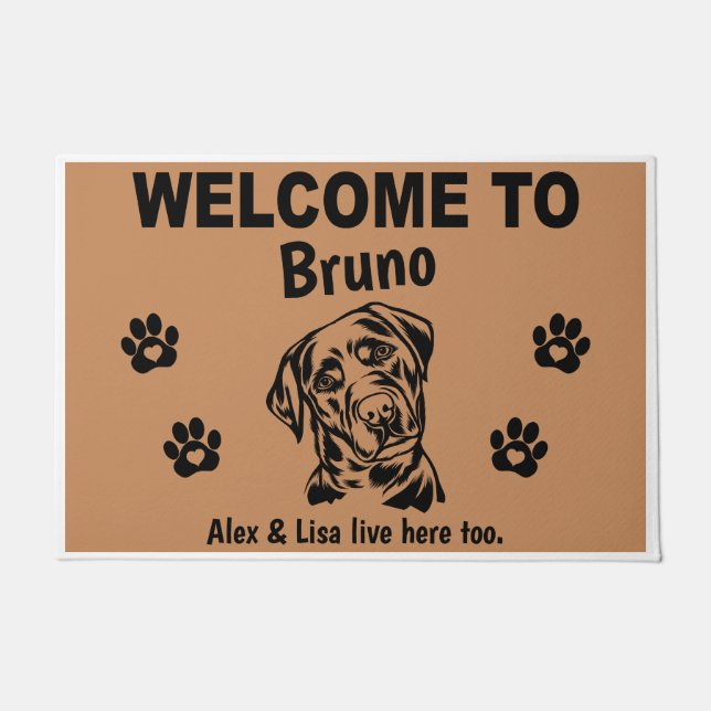 Tapete Black Labrador Lab Welcome Personalized Custom (Frente)