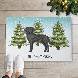 Tapete Black Labrador Retriever Winter Forest Nome Person