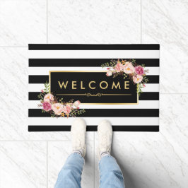 Tapete Black White Clássico Stripes Bonito Decor Floral