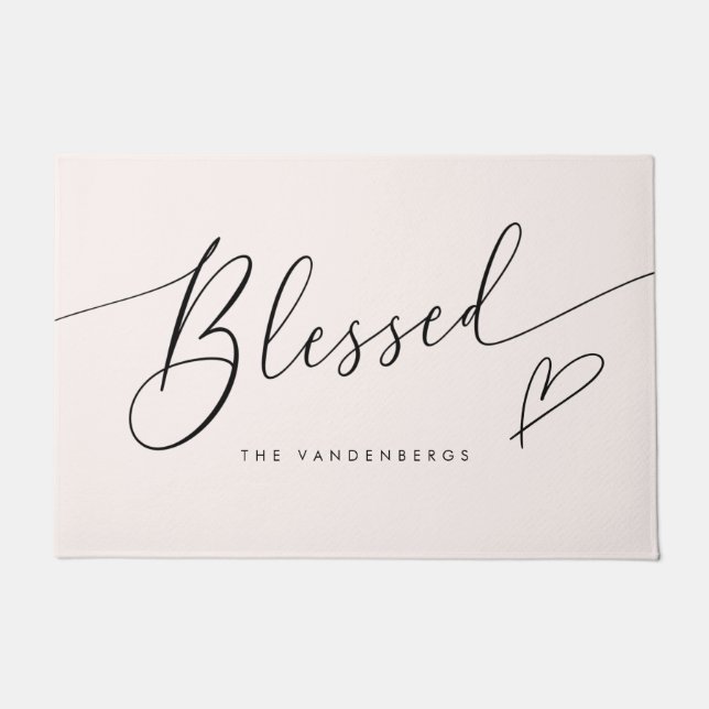 Tapete Blessed Blush Pink Heart Typography (Frente)