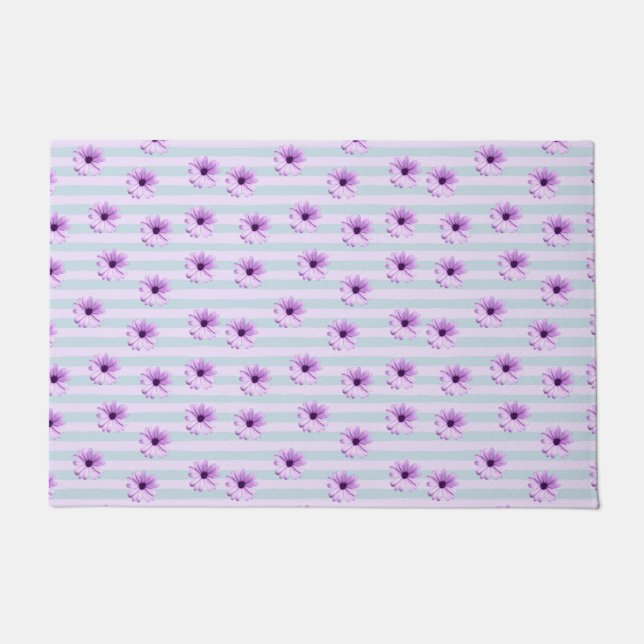 Tapete blue and purple striped daisy pattern (Frente)