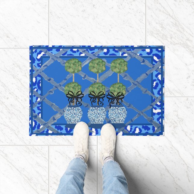 Tapete Blue Lepard Chinoiserie Ginger Jar Doormat Rug (Interior)