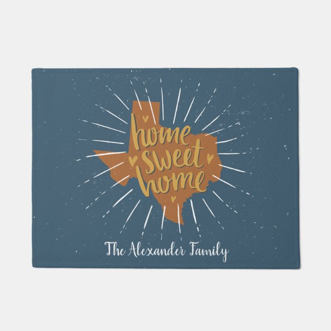 Tapete Blue Orange Dourado Home Sweet Home - Texas (Frente)