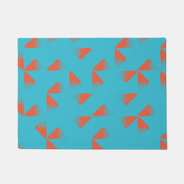 Tapete Blue, orange, vibrant, trendy geometric pattern (Frente)