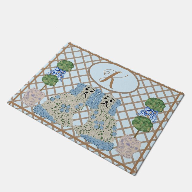 Tapete Blue Staffordshire Dogs Ginger Jar Jars Topiary (Inclinado)