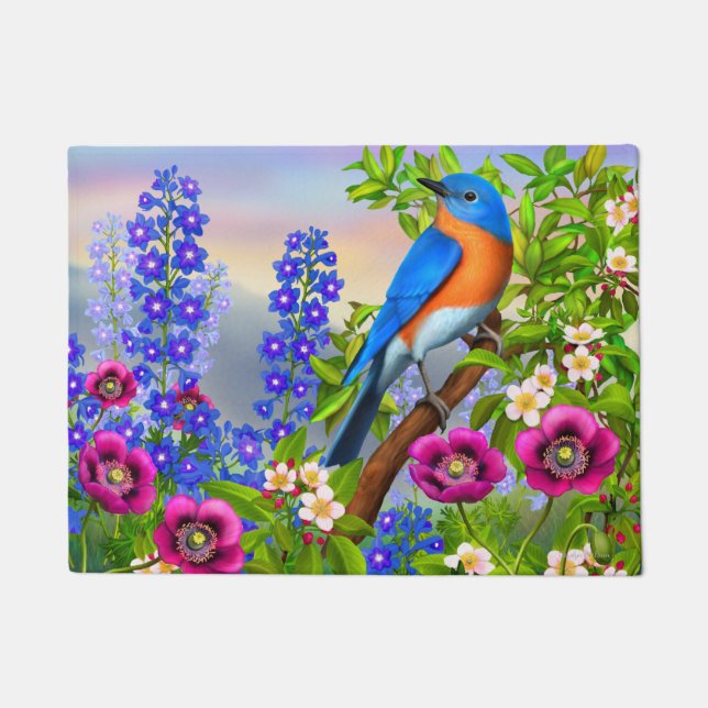 Tapete Bluebird oriental na porta do jardim (Frente)