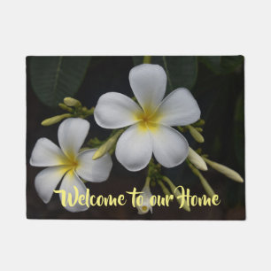Tapete Boa vinda amarela e branca do Plumeria a nossa