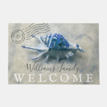 Boa vinda Monogrammed azul do nome do Seashell