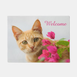 Tapete Boa vinda personalizada do gatinho do gato do