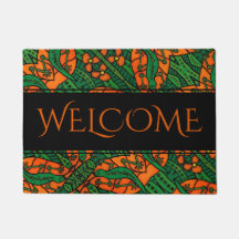 Boa vinda verde alaranjada do teste padrão do