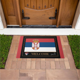 Tapete Boas-vindas à casa da bandeira sérvia e da Sérvia