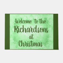 Tapete Boas-vindas à família personalizada da geada verde