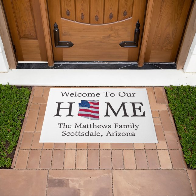 Tapete Boas-vindas ao Home USA Flag Map Doormat (Ar livre)
