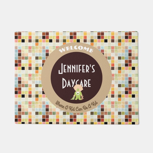 Tapete Boas-vindas aos Azulejos personalizados de creche (Frente)