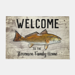 Tapete Boas-vindas Pesca Nome da família Redfish Algodão 