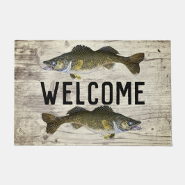Tapete Boas-vindas pescando lagoas Walleye Fish Lago Algo