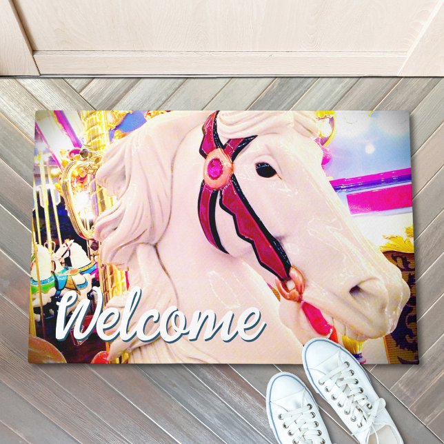 Tapete Boas-vindas Script Bold Carnaval Carousel Horse Fo (Criador carregado)
