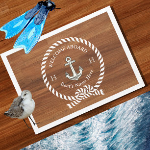 Tapete Boat Náutico de Madeira Russa Nome Anchor Rope Boa