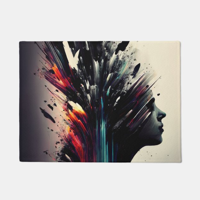 Tapete Boho abstrato art com cara de menina (Frente)