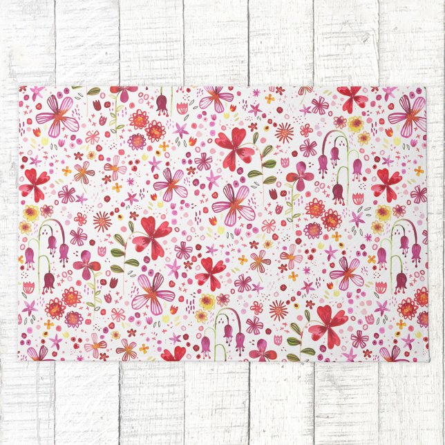 Tapete Boho Colorida Floral Watercolor (Watercolor wildflower floral art doormat)