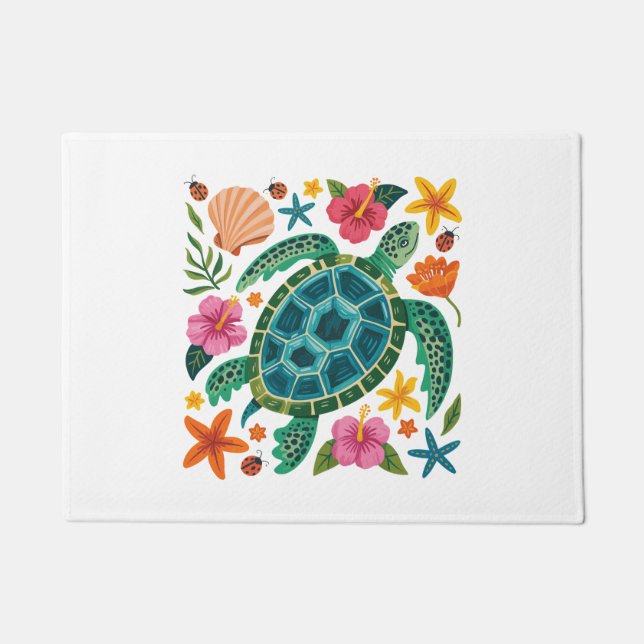 Tapete Boho Floral Sea Turtle (Frente)