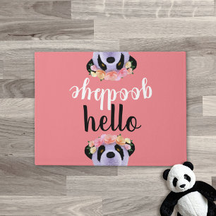Tapete Boho Panda Bear Olá Adeus Coral Pink Doormat