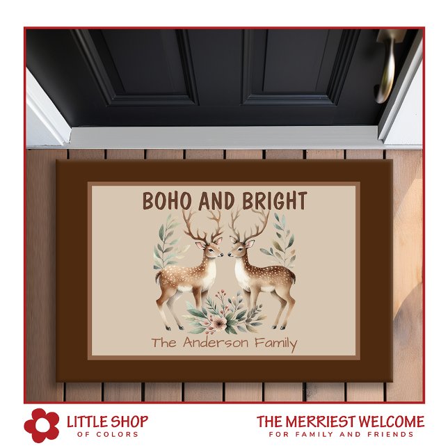 Tapete Boho Style Watercolor Reindeer Monograma (Criador carregado)