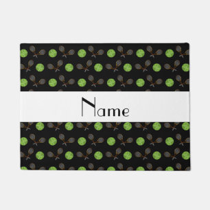 Tapete Bolas de tênis preto de nome personalizado