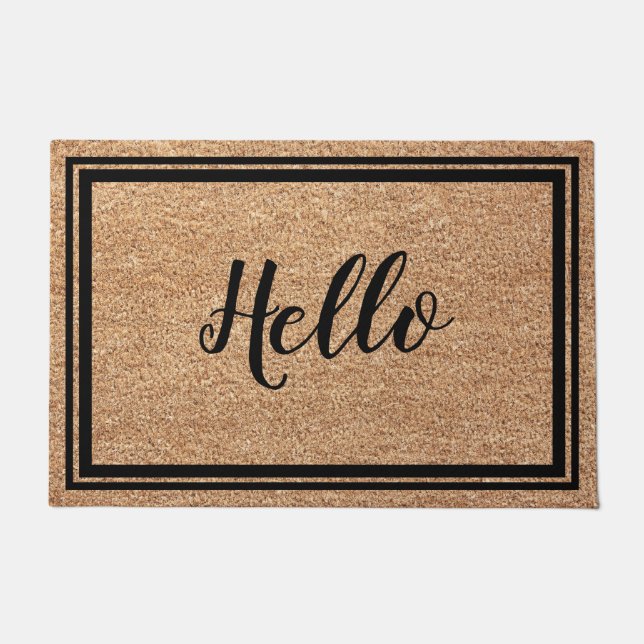 Tapete Bold Friendly Hello Faux Coir Doormat Design (Frente)