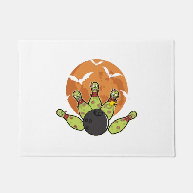 Tapete Boliche de Halloween Zombie Pins Bats Bowler Prese (Frente)