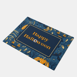 Tapete Bolinho Feliz Halloween Azul Queda Laranja