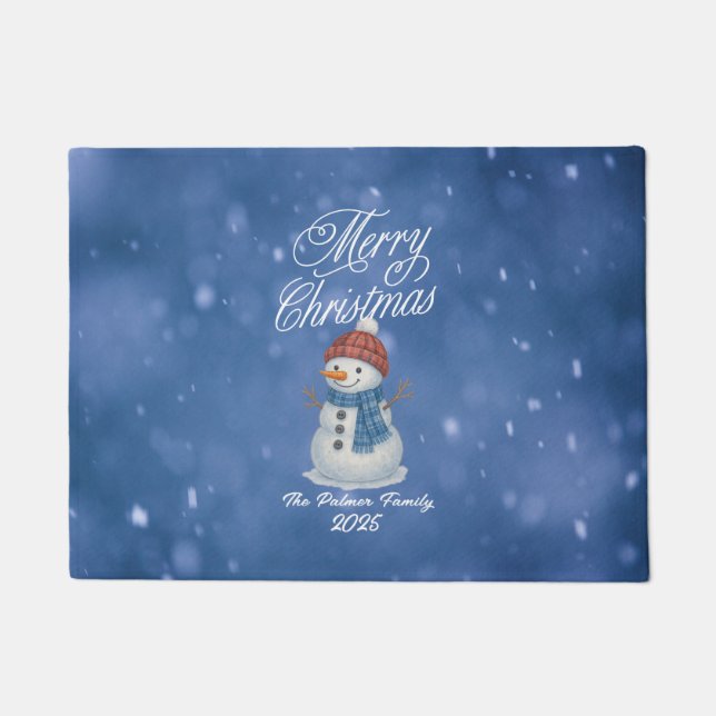 Tapete Boneco de Neve Caprichoso Feliz Natal (Frente)