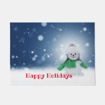 Boneco de neve com um cachecol verde 