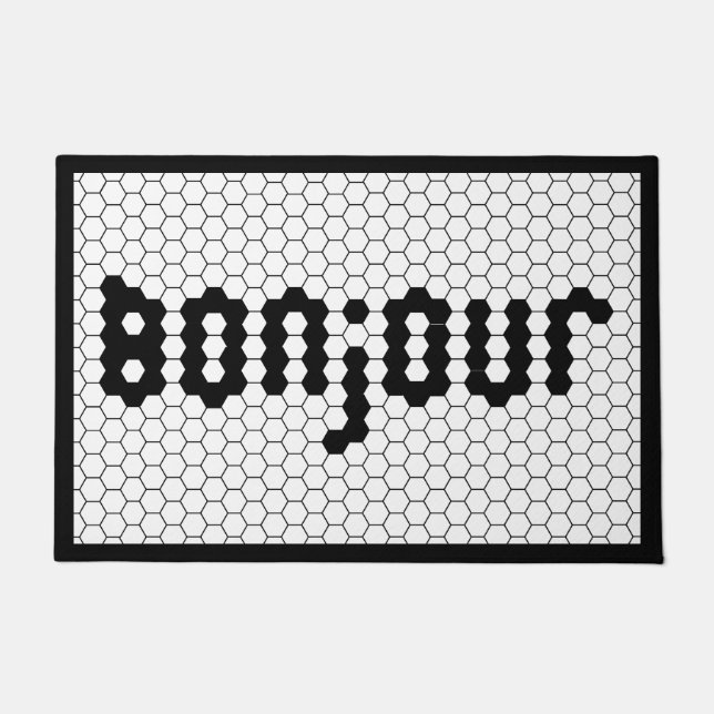 Tapete Bonjour Faux Hex Tile Black & White (Frente)