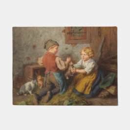 Tapete Bons Amigos (Jovens Brincando Com Coelho De Pet)