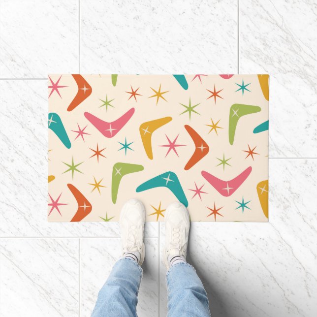 Tapete Boomerang de meio século com Starbursts Retroativo (Interior)